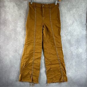 We The Free People Jeans Women 29 Earthy Orange Brown Raw Hem Flare Studs Pants